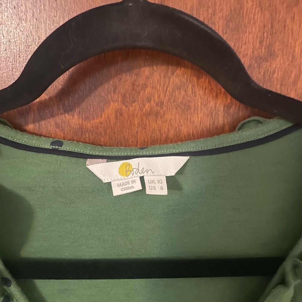Boden Federica polka dot jersey top green size 6 - Picture 4 of 5